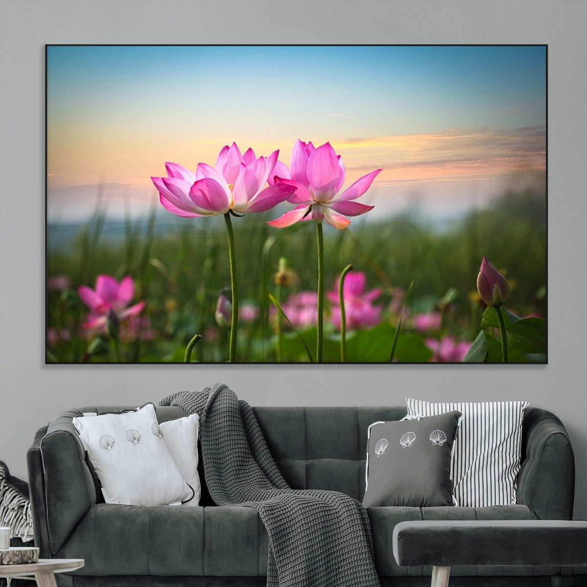 Pink Flower on the Mountain Canvas Print, Framed Pink Flower