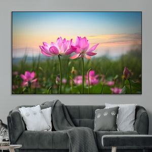Pink Flower on the Mountain Canvas Print, Framed Pink Flower
