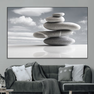 Still Life Black and White Zen Stones Wall Art Canvas,
