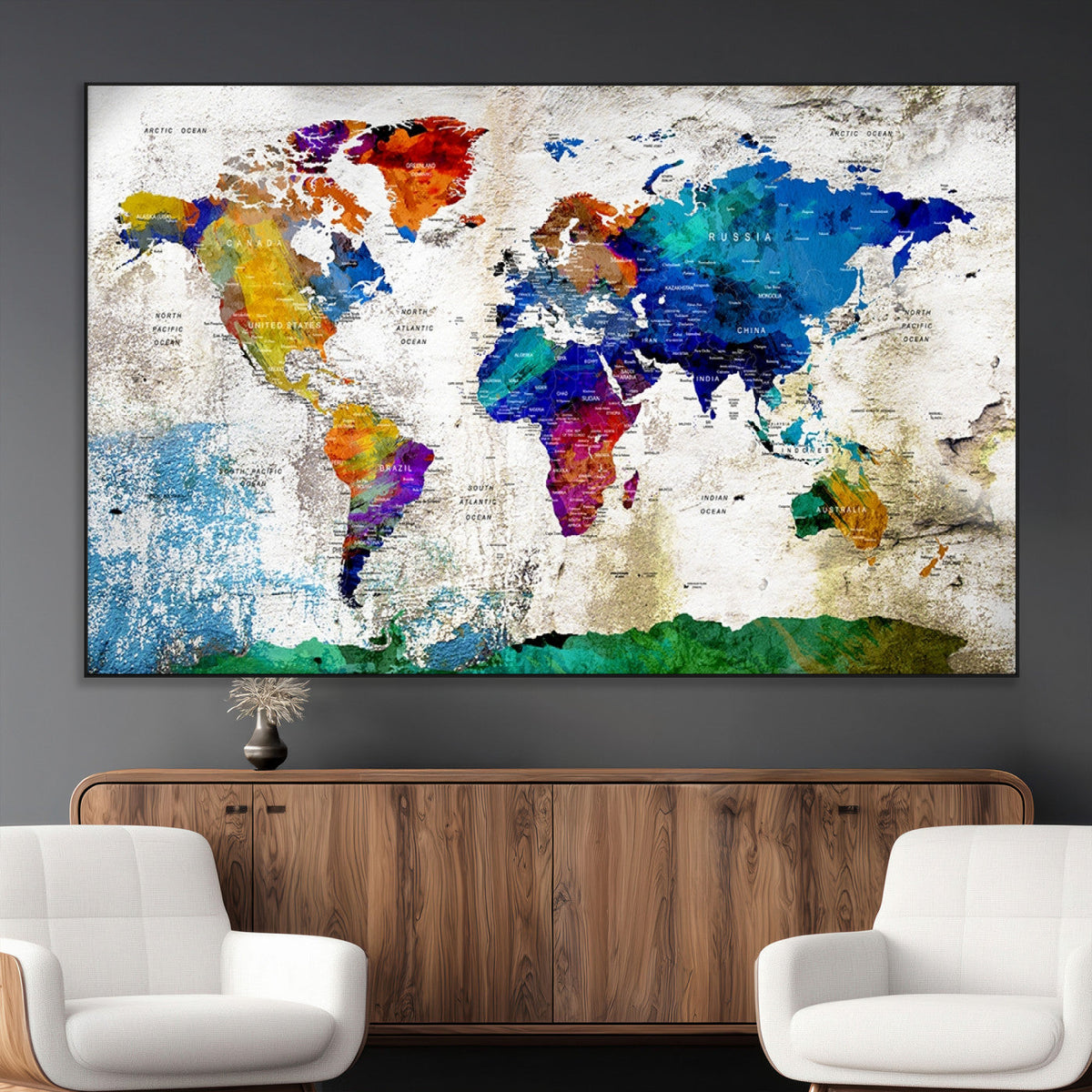 World Map Canvas Print – Framed Travel Map Wall Art for