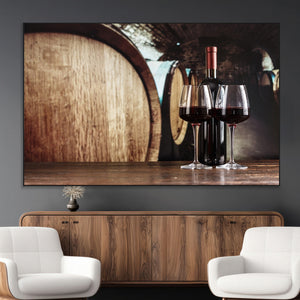 Wine and Barrel Wall Art Canvas Print