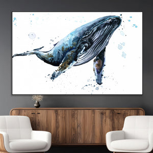 Watercolor Whale Wall Art Canvas Print