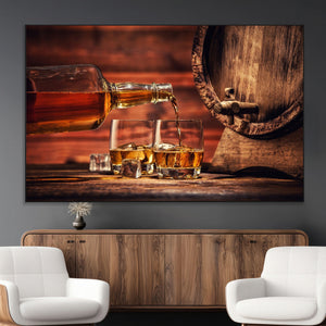 Whiskey and Cigar Canvas Wall Art | 3 Panel Bar Room Decor