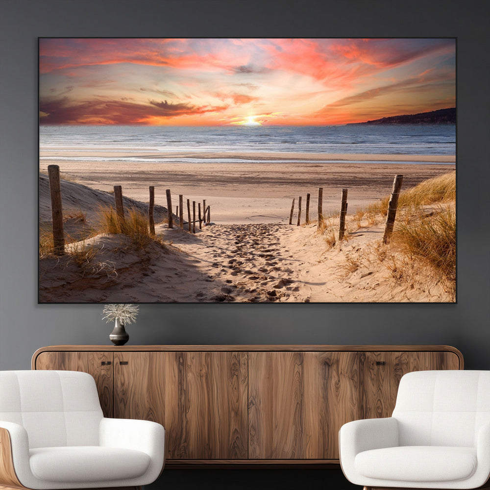 Sunset on the Sea Wall Art Canvas Print