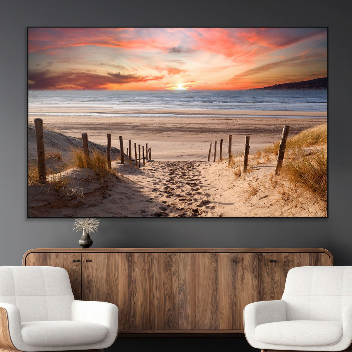 Sunset on the Sea Wall Art Canvas Print