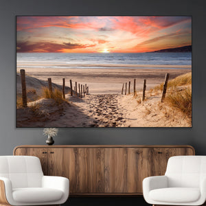 Sunset on the Sea Wall Art Canvas Print