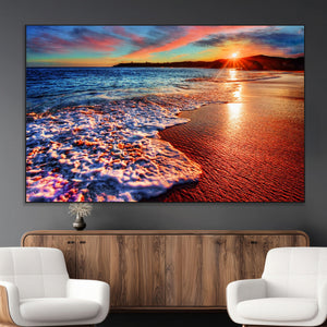 Colorful Coastal Sunset on the Beach Canvas Print, Ocean