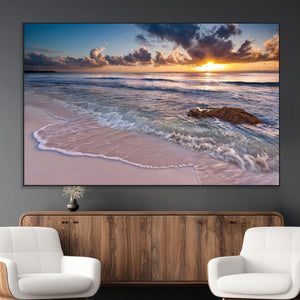 Sea Ocean Sunset Beach Wall Art Canvas Print