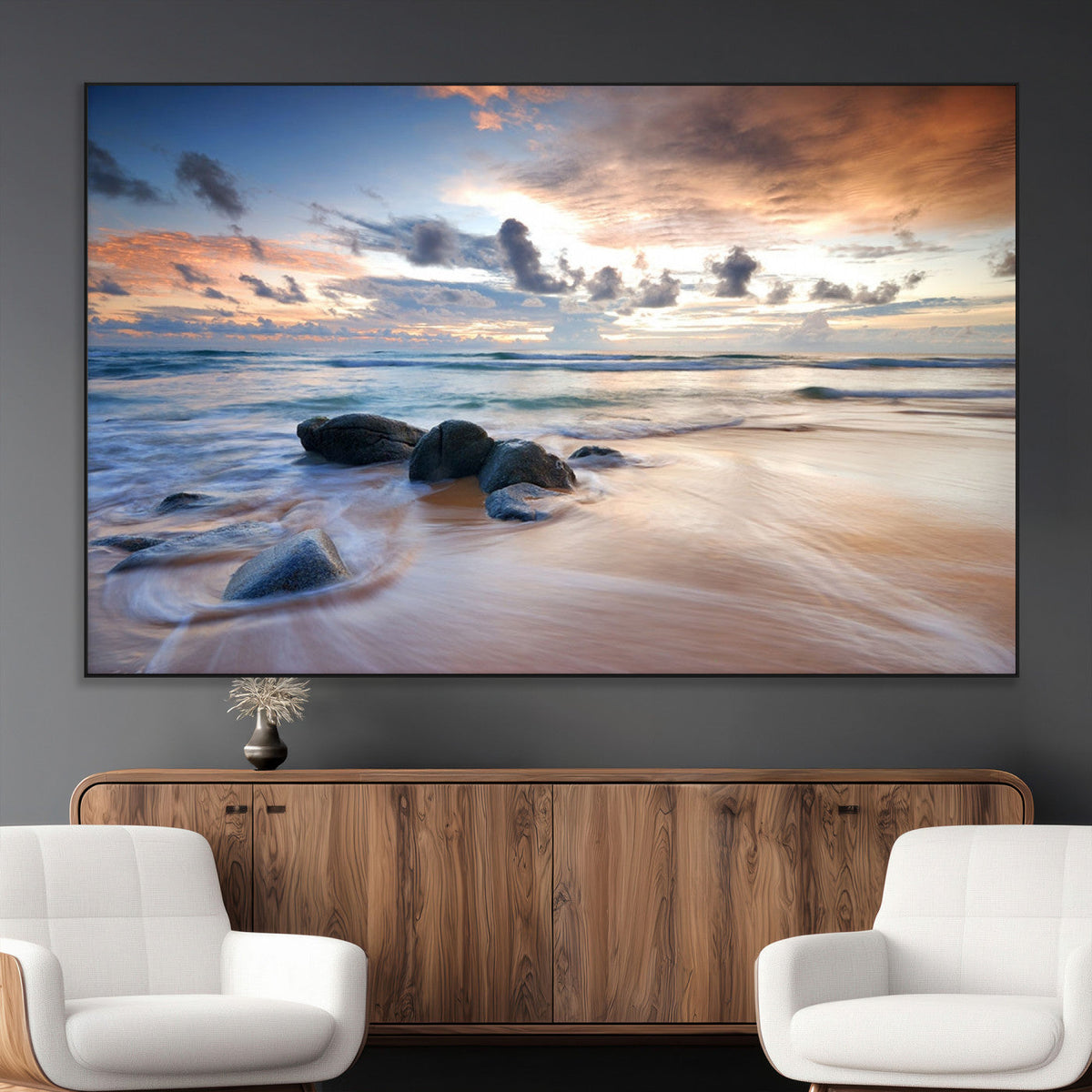 Serene Weather On The Beach Wall Art Canvas Print