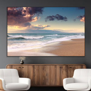 Cloudy Weather Beach Sunset Canvas Print | Sunrise Wall Art