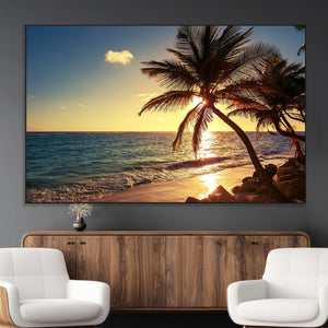 Sunset Palm Trees Wall Art Canvas Print