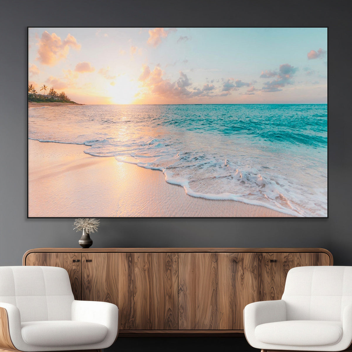 Beach Wall Art - Stunning Ocean Sunset Canvas Print with