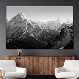 Everest Himalaya Mountain Peaks Black & White Triptych
