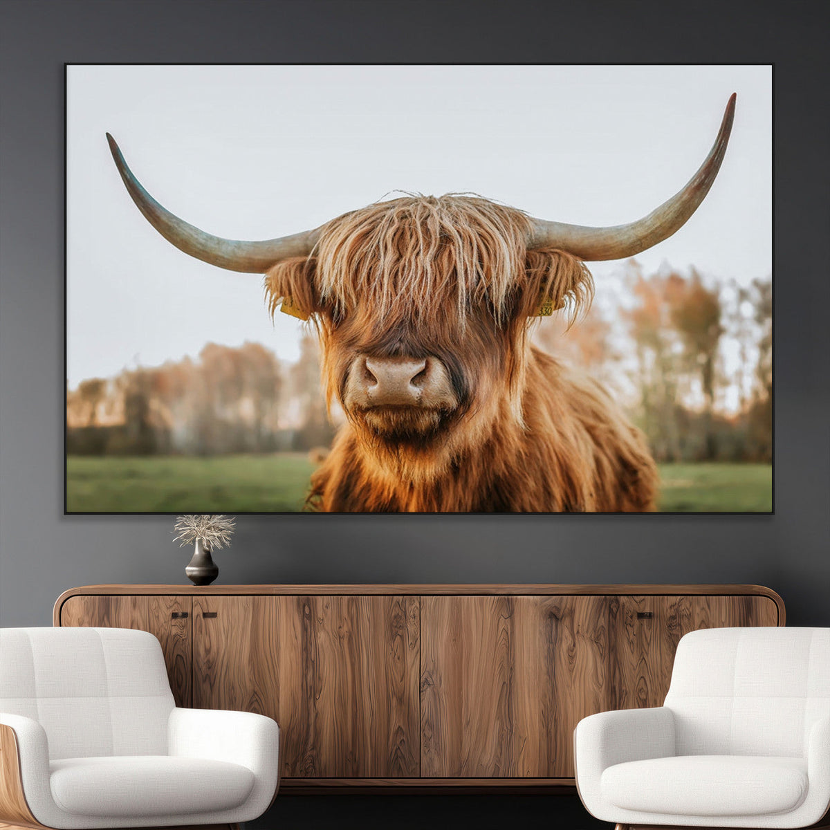 Highland Cow Animal Scottish Cattle Art Print Farmhouse Wall
