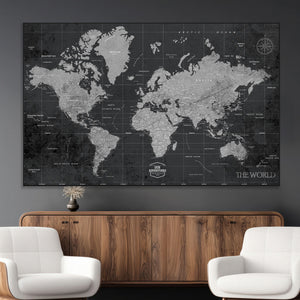 World Map Canvas Print – Detailed Map of the World Wall Art