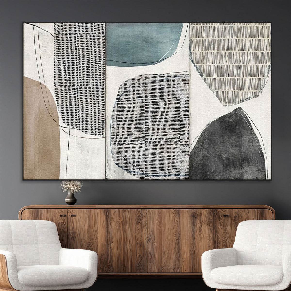 Canvas Print Wall Art Abstract Art Boho, Framed Boho Decor