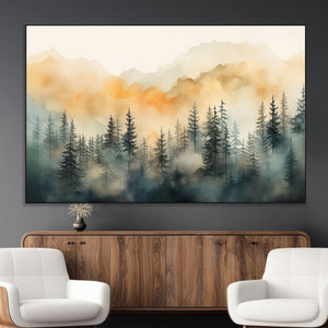 Abstract Forest Print - Mountain Wall Art | Autumn Landscape