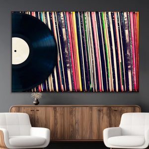 Vinyl Record and Album Collection Canvas Wall Art - Retro