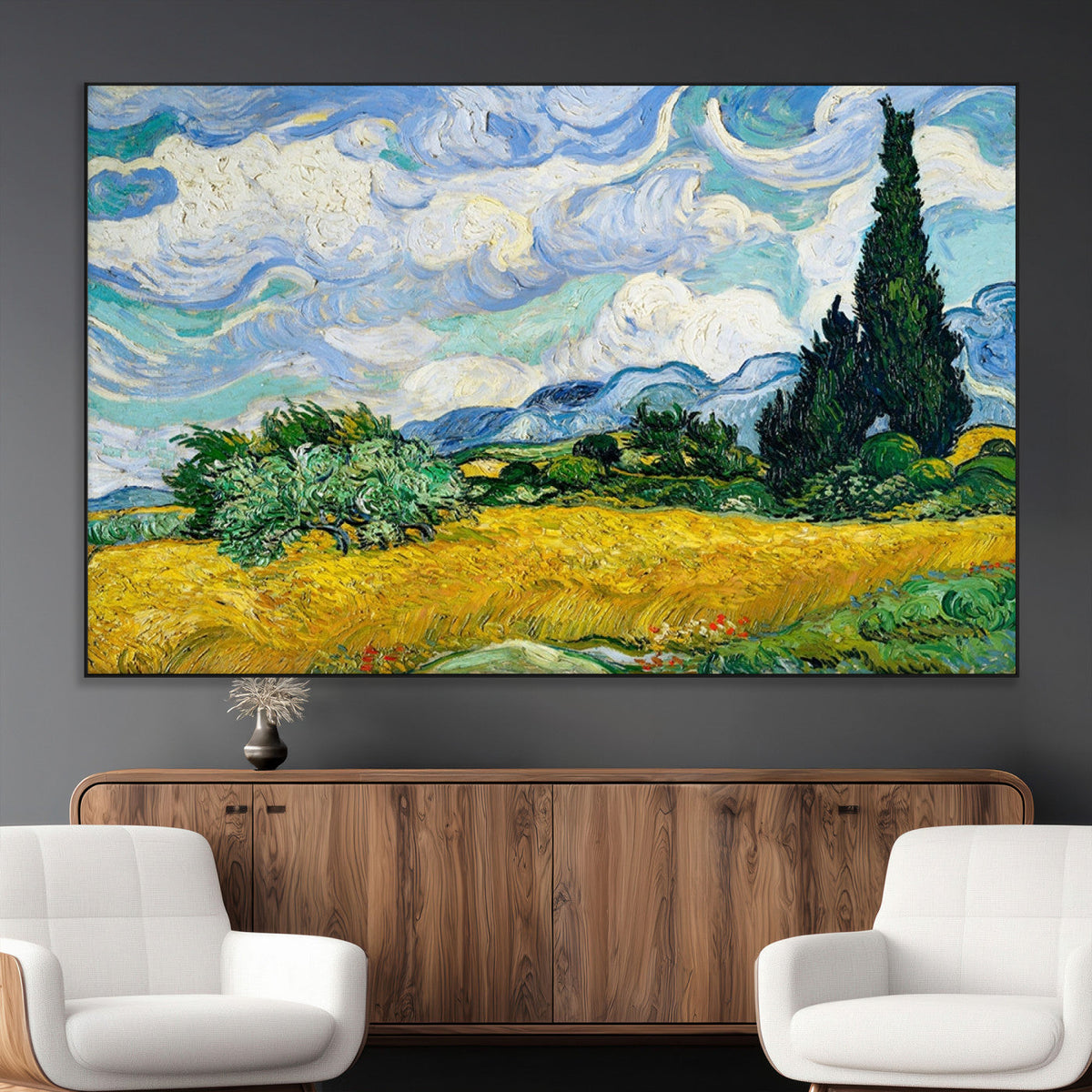 Wheatfield With Cypresses By Van Gogh Painting Wall Art