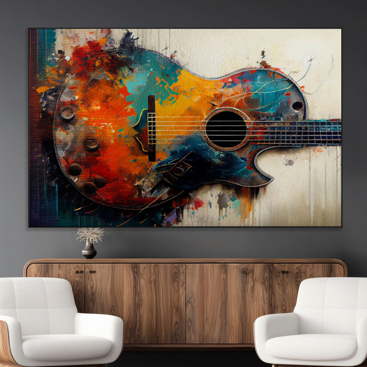 Abstract Guitar Wall Art Canvas | Vibrant Music-Inspired Art
