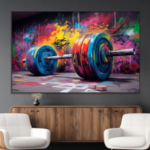 Abstract Graffiti Barbell Canvas Wall Art – Urban Fitness