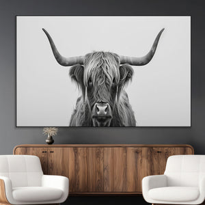 Farmhouse Longhorn Wall Art Canvas Print, Longhorn Texas
