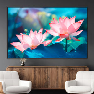 Pink Lotus Flower Canvas Wall Art | Vibrant Floral Wall