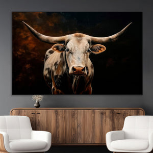 Texas Longhorn Wall Art | 3-Panel Large Texas Longhorn