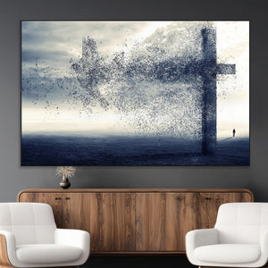 Jesus and the Fading Cross Wall Art Print – Symbol of Faith,