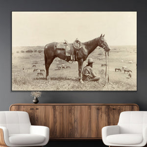 Cowboy Wall Art - Western Horse Canvas Print - Vintage