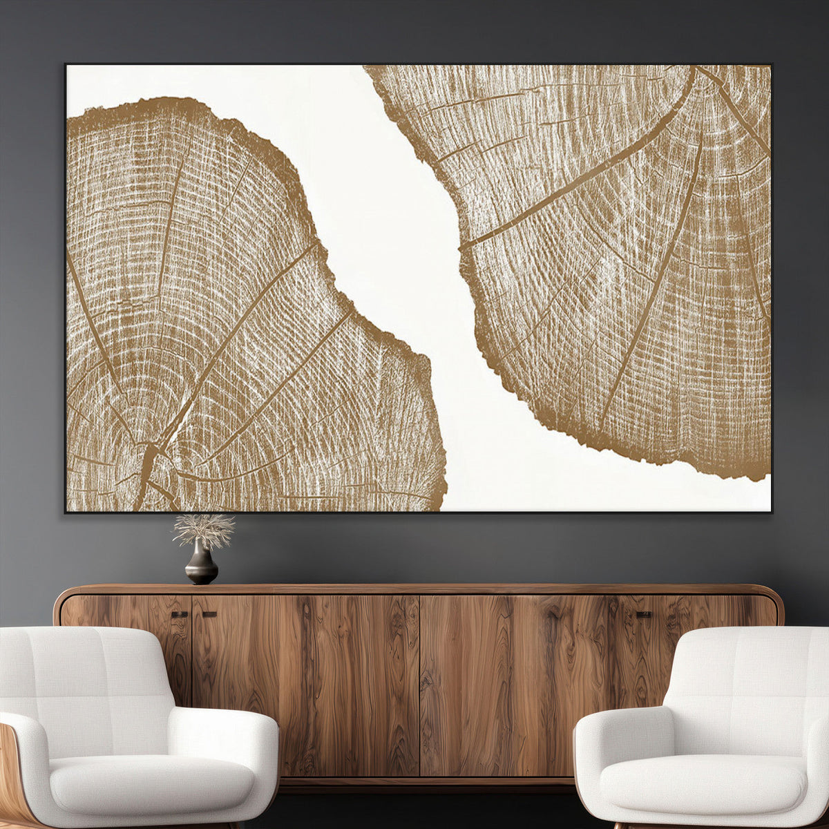 Rustic Brown Tree Ring Wall Art Canvas Print – Framed and