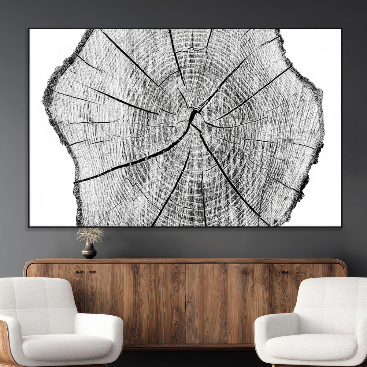 Rustic Tree Ring Wall Art Canvas Print – Framed and Ready to