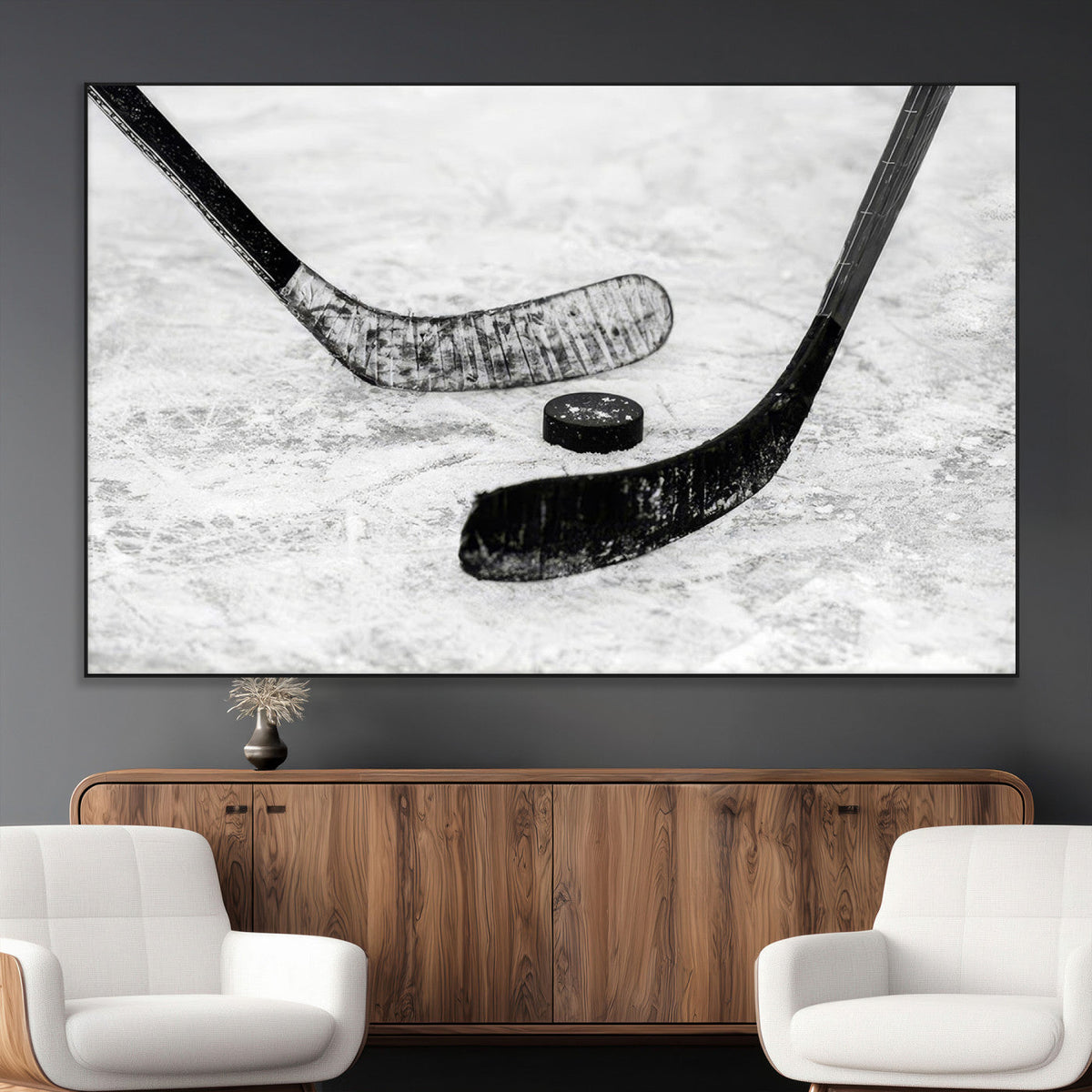 Winter Ice Hockey Sport Canvas Wall Art Print - Hockey Wall
