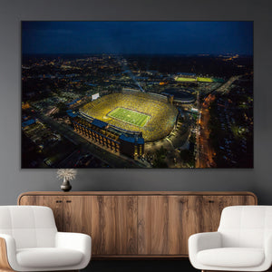 Michigan Stadium Night Game Wall Art – Sports Arena Aerial