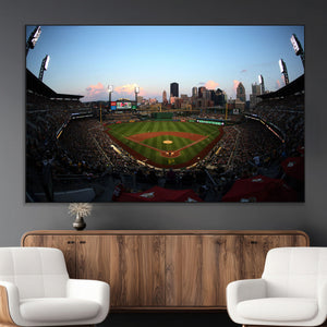 PNC Park Evening Game Triple Canvas Wall Art - Pittsburgh