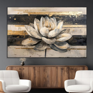 Lotus Flower Wall Art – Framed Abstract Floral Canvas