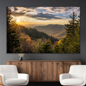 Sunrise Over the Smoky Mountains Canvas Wall Art –