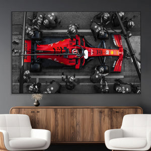 Ferrari Pit Stop Canvas Wall Art – Precision and Speed