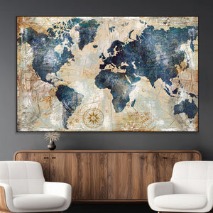 World Map Canvas Print – Framed Wall Art for Couples,