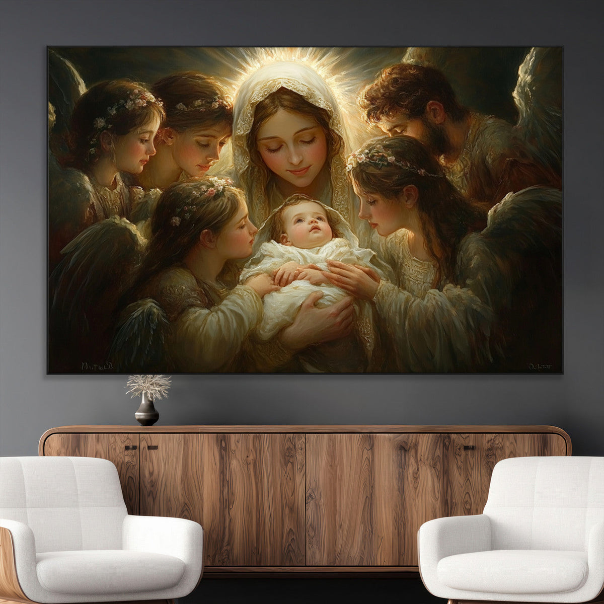 Mary Jesus Canvas Wall Art Print - Madonna and Child with
