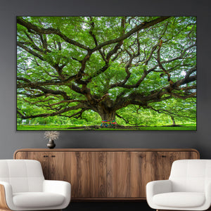 Oak Tree Wall Art Print, Forest Canvas Wall Art for Home and