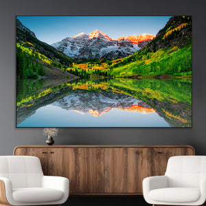 Maroon Bells Lake Wall Art Canvas Print – Framed Majestic
