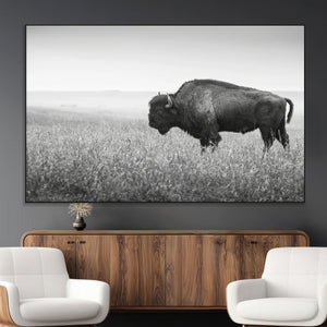Bison Wall Art Canvas Print – Framed Rustic Wildlife Scene