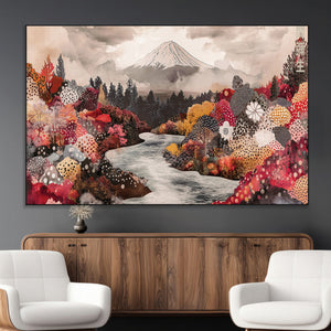 Mountain Wall Art Canvas Print – Framed Autumn Forest