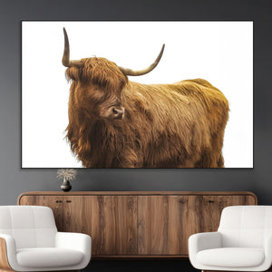Highland Cow Wall Art Canvas Print – Framed Farmhouse Rustic