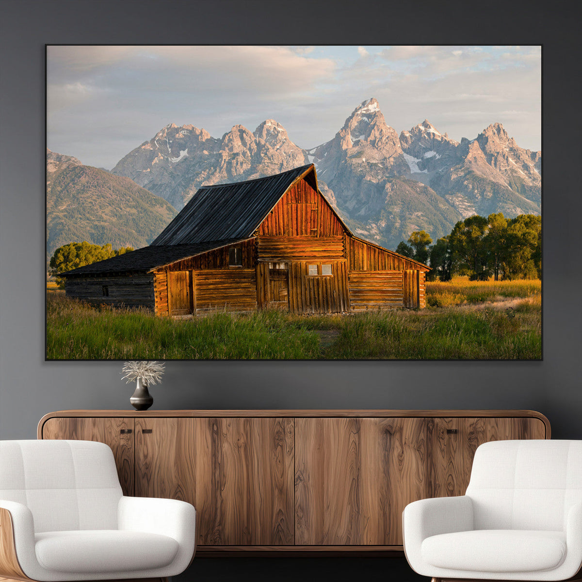 Rustic Barn Wall Art Canvas Print – Framed Grand Teton Park