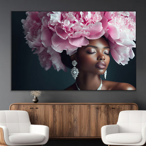 Black Beauty Petal Crown Wall Art Canvas Print – Floral