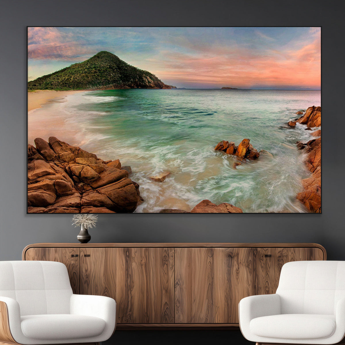 Coastal Landscape Wall Art Canvas Print – Rocky Shore and
