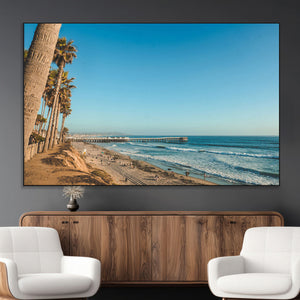 Scenic Beach Wall Art Canvas Print – Tall Palm Trees, Sandy