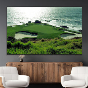 Coastal Golf Course Wall Art Canvas Print – Scenic Green